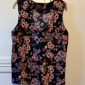 Halogen Black Pink and Red Floral Sleeveless Blouse